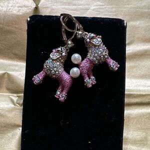 vintage Betsey Johnson Pink Poodle Earrings